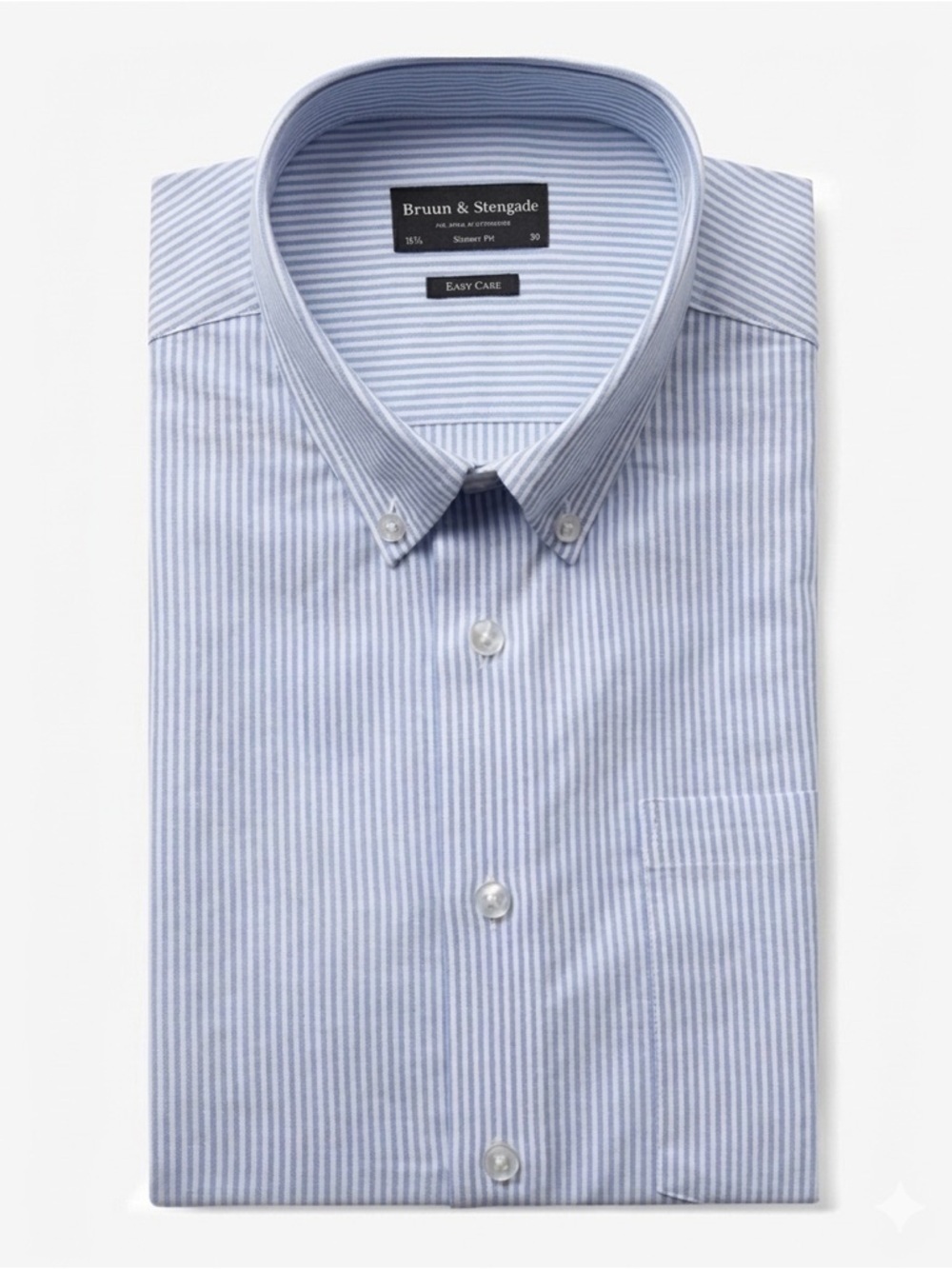 Bruun & Stengade Striped Dress Shirt Size 38 Neck 15 Blue White